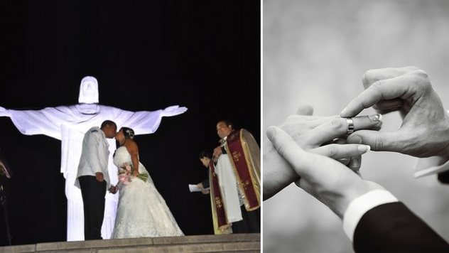 Cerim&ocirc;nia de Matrim&ocirc;nio e troca de alian&ccedil;as no Santu&aacute;rio Cristo Redentor